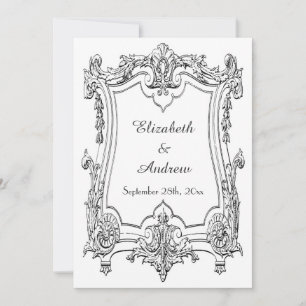 Vintage französische Rolle-Wedding Doppeltes Einladung