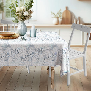 Vintage französische Romance Collage Blue ID226 Tischdecke