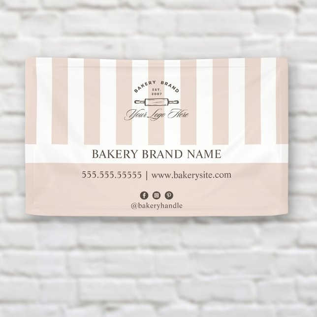 Vintage französische Rosa-Bäckerei-Logo-Veranstalt Banner (Von Creator hochgeladen)