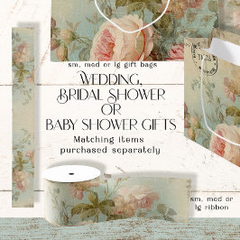 Vintage französische Rose Blumenblau n Gelbe Decou Ripsband