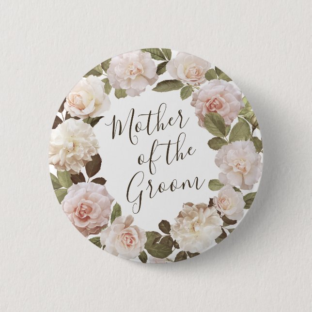 Vintage französische Rose Mutter des Groom Button (Vorderseite)