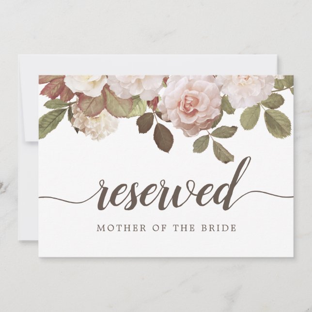 Vintage französische Rose "Reserviert" Hochzeitsze Einladung (Vorderseite)