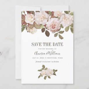 Vintage französische Rose Save the Date Karte