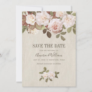 Vintage französische Rose Save the Date Karte