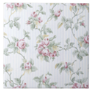 Vintage französische Rose und Streifen Fliese
