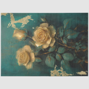 Vintage französische Rose Viktorianisch Smaragdgrü Seidenpapier