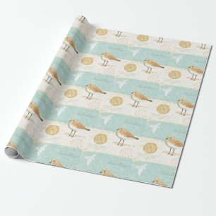 Vintage Französische Sandpiper Geschenkpapier