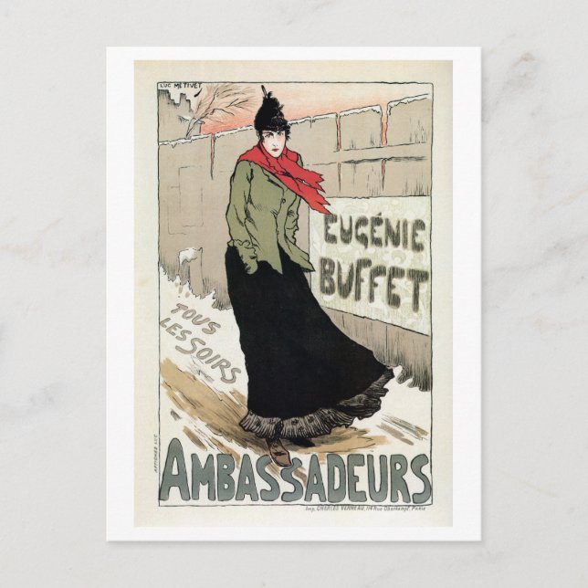 Vintage französische Sängerin Eugénie Buffet Postkarte (Vorderseite)