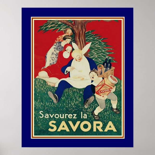 Vintage französische "Savora" Ad. 1930s 16x20 Poster (Vorne)