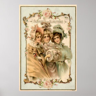 Vintage französische Schmuck-Fabrik-Anzeige Poster