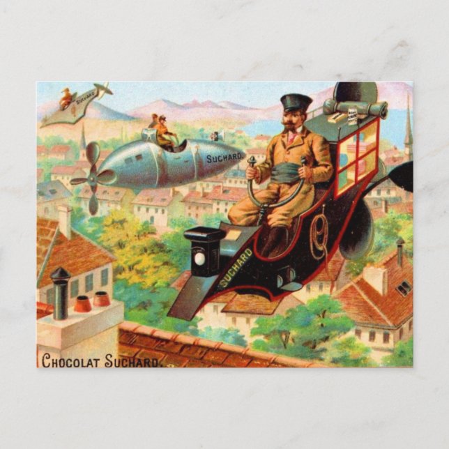 Vintage französische Schokolade Suchard Fliegmasch Postkarte (Vorderseite)