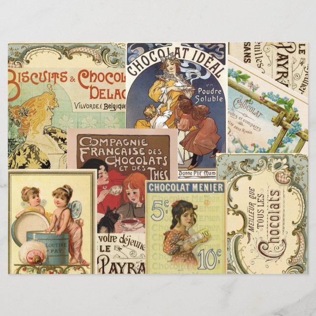 Vintage französische Schokolade und Collage Scrapb (Vorderseite)