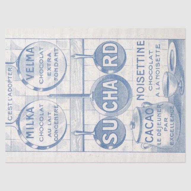 Vintage französische Schokolade und Dekoupage der  Seidenpapier (Vorderseite)