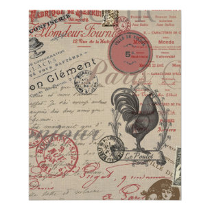 Vintage-Französische-Schreibschrift Paris-Hahn Typ Poster