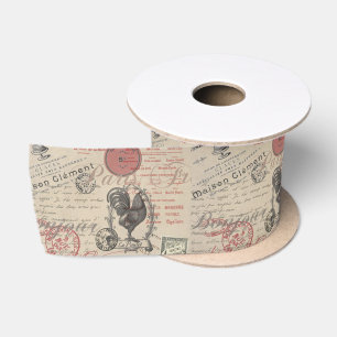 Vintage-französische Schreibschrift Paris Rooster- Satinband