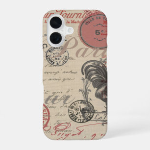 Vintage-Französische Schrift Paris Hahn Typografie iPhone 16 Hülle