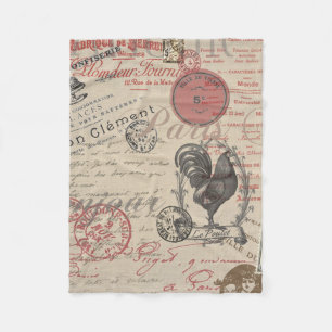 Vintage-Französische Schrift Paris Hahn Typographi Fleecedecke