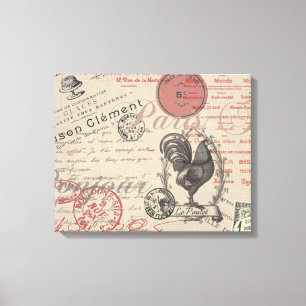 Vintage-französische Schrift Paris Rooster Typogra Leinwanddruck