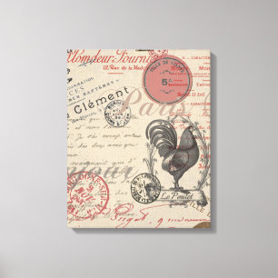 Vintage-französische Schrift Paris Rooster Typogra Leinwanddruck