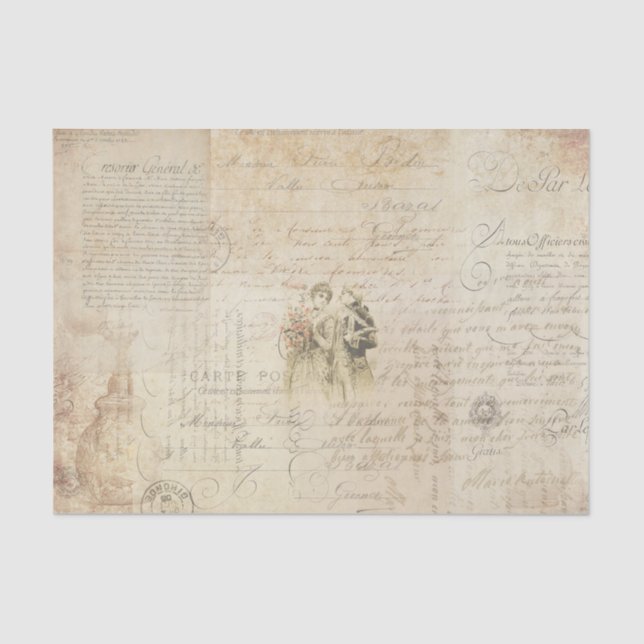 Vintage französische Schrift Seidenpapier (Vorderseite)