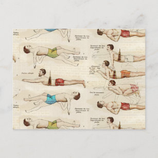 Vintage französische Schwimmer Postkarte