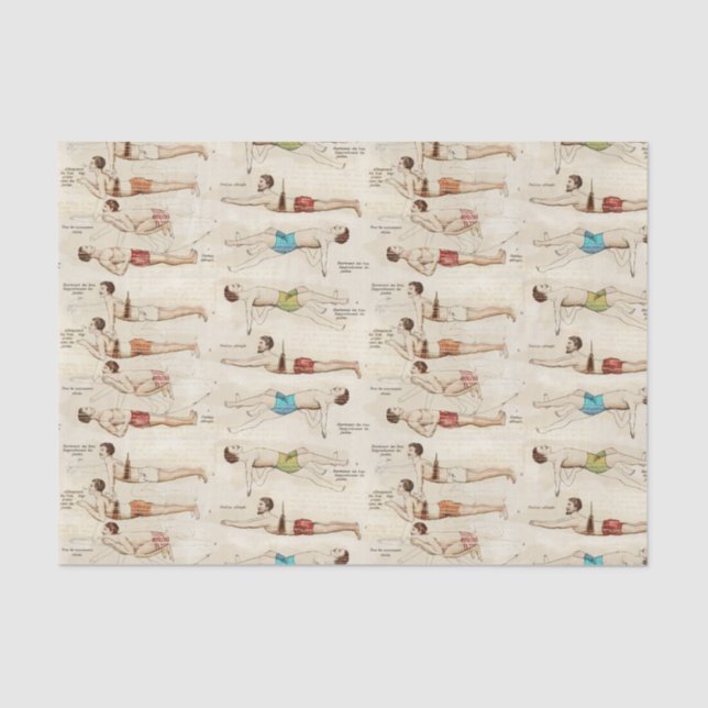 Vintage französische Schwimmer  Seidenpapier (Vorderseite)