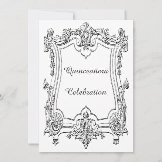Vintage französische Scroll Quinceañera Doppelseit Einladung