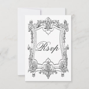 Vintage französische Scroll-UAWG doppelseitig RSVP Karte