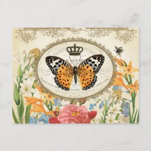 Vintage französische Shabby Chic Schmetterling Pos Postkarte