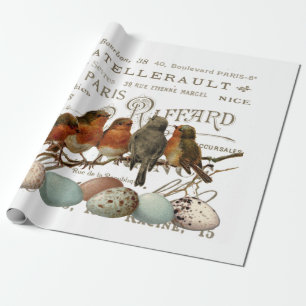Vintage-französische Stadtnamen-Decoupage mit Vöge Geschenkpapier