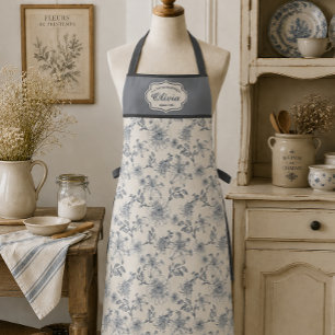 Vintage Französische Toile-Botanik-Vögel personali Schürze