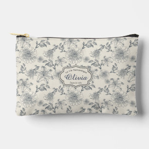 Vintage Französische Toile-Botanik-Vögel personali Zubehörtasche