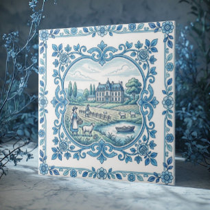 Vintage-Französische Toile De Jouy Vintage-Blumen Fliese