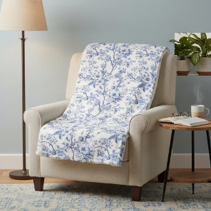 Vintage Französische Toile Floral Blau Sherpadecke