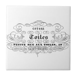 vintage-französische Typografie-Baumwoll-Toiles Fliese