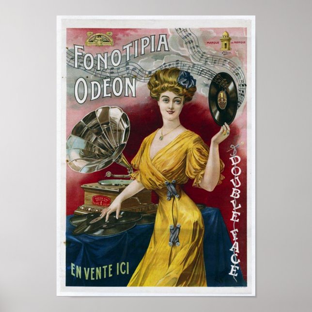 Vintage französische Vinyl-Schallplattenwerbung Poster (Vorne)