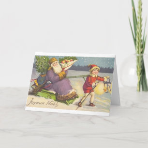 Vintage französische Weihnachtskarte Feiertagskarte