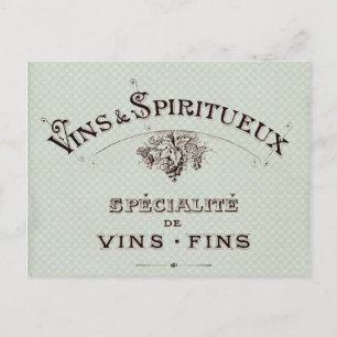 Vintage-Französische-Wein-Typografie Postkarte