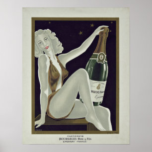 Vintage französische Weine- und Alkoholwerbung Poster