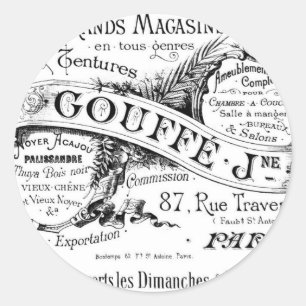 Vintage französische Werbetypografie Runder Aufkleber