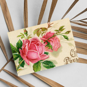 Vintage französische Werbung Girly rote Rosen Postkarte
