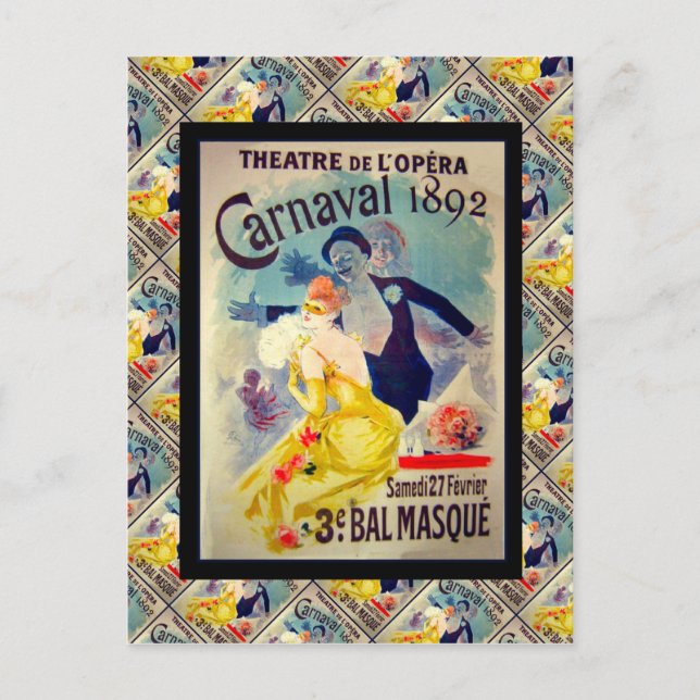Vintage französische Werbung, Karneval 1892 Postkarte (Vorderseite)
