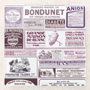 Vintage französische Zeitungsanzeigen 1910 Glasuntersetzer
