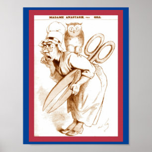 Vintage französische Zensur 1874 Cartoon Copy Poster