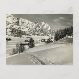 Vintage französischen Bergwelt im Winter Postkarte