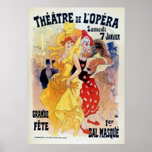 Vintage französischer Belle-Époque-Maskenball-Anze Poster