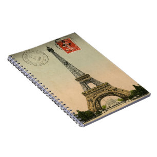 Vintage französischer Chic Eiffelturm Paris Postka Notizblock