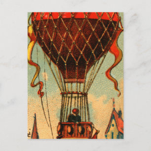 Vintage französischer Heißluftballon Postkarte