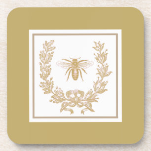 Vintage-französischer Kranz mit Bienenpilz Getränkeuntersetzer