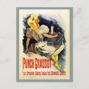 Vintage französischer Likör Punch Grassot Postkarte